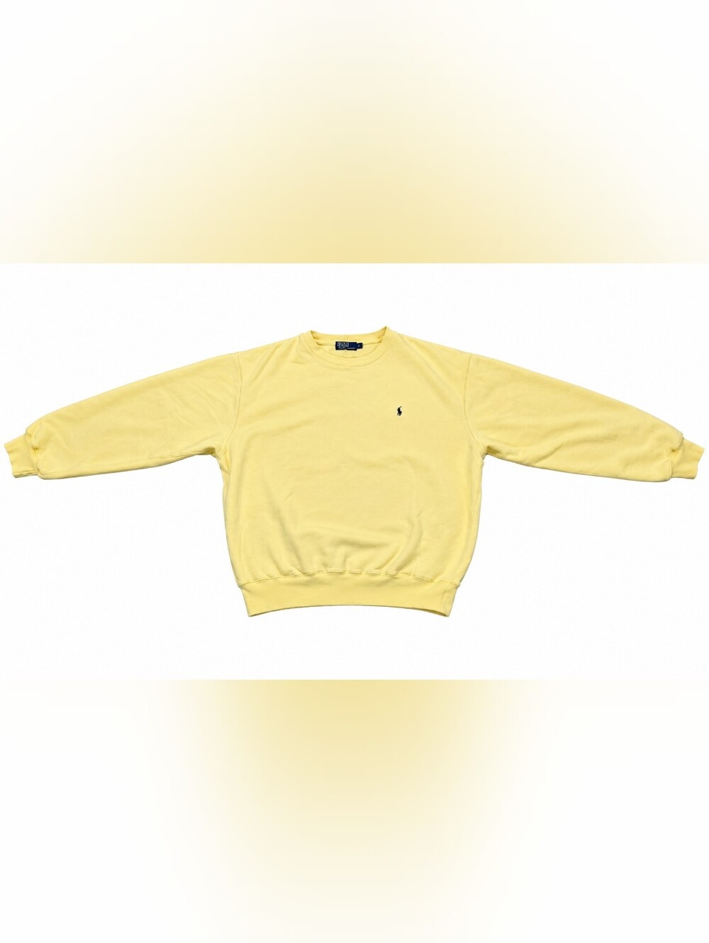 Vintage Polo Ralph Lauren Men's Large Yellow Crewneck Sweatshirt Navy Pony Logo